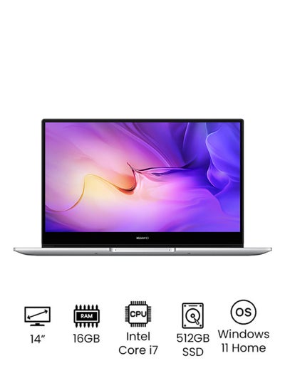 HUAWEI MateBook D14, Core i7, 16GB, 1TB, 14 inch, Mystic Silver - eXtra  Saudi