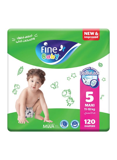 Buy Baby Diapers Size 5 (11-18Kg) Maxi, 120 Count  With The New Double Lock Leak Barriers in Saudi Arabia