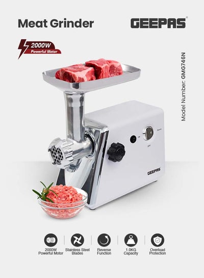 Buy Electric Meat Grinder With Stainless Steel Blade 2000 W GMG746N White in Saudi Arabia