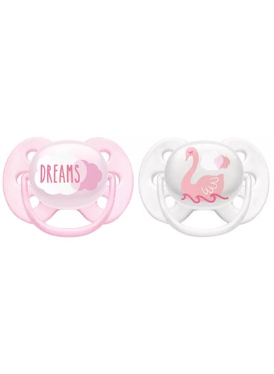 Buy Pack Of 2 Silicone Soft Soother For Baby Girl Deco 0-6M - New in UAE