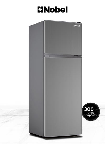 Buy 300 L Gross / 213 L Net, Double Door Refrigerator, Defrost, R600a Refrigerant, 3 Star Esma,  Temperature Control, Inside Light, Outside Condenser, Vegetable Crisper, Glass Shelfs, Egg Tray and Bottle racks NR300SI Inox Colour in UAE