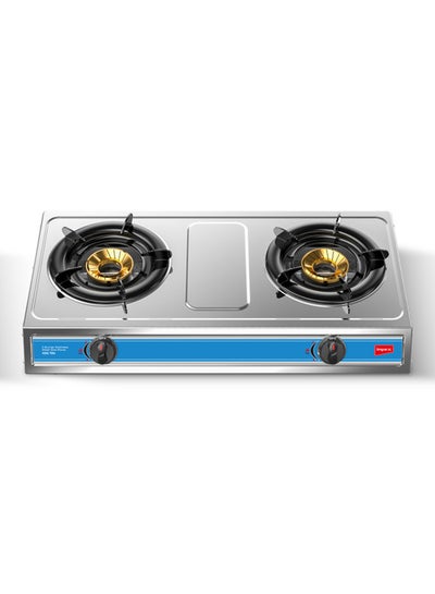 Buy 2-Burner Stainless Steel Gas Stove- Aesthetically Designed, High Impact Stainless Steel Body, Spill Tray for Cleanliness, High-Efficiency Blue Flame, Auto Ignition Knobs, 2-Year Warranty IGS 124 Silver in UAE