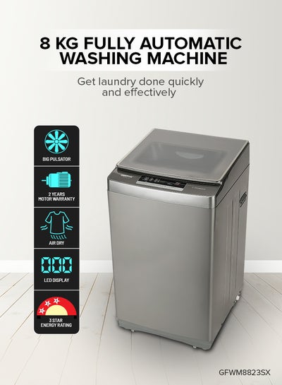 Buy Fully Automatic Washing Machine Fully Digital Control and Automatic Top Load Washing Machine 8 kg GFWM8823SX Grey in UAE