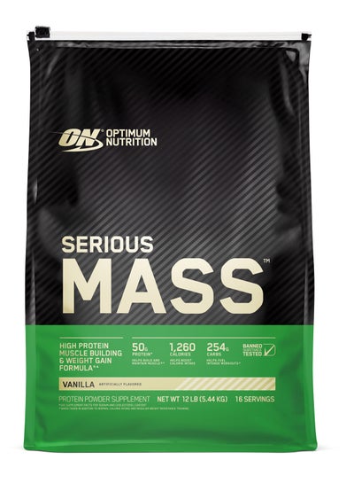 Buy Serious Mass: High Protein Muscle Building & Weight Gainer Protein Powder, 50 Grams Of Protein, Vitamin C, Zinc  - Vanilla, 12 Lbs (5.44 KG) in UAE