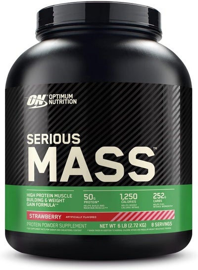 Buy Serious Mass High Protein Muscle Building & Weight Gainer Protein Powder, 50 Grams Of Protein, Vitamin C & Zinc, Strawberry, 6 Lbs (2.72 KG) in UAE