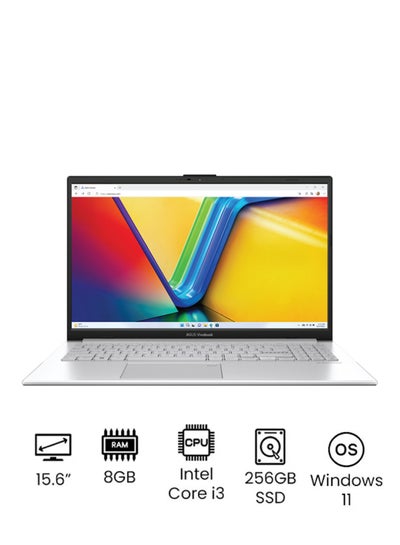 Buy VivoBook GO 15 Laptop With 15.6-Inch Full HD Display, Core-i3-N305 Processor/8GB RAM/256GB SSD/Windows 11/Intel UHD Graphics Arabic Silver in Saudi Arabia