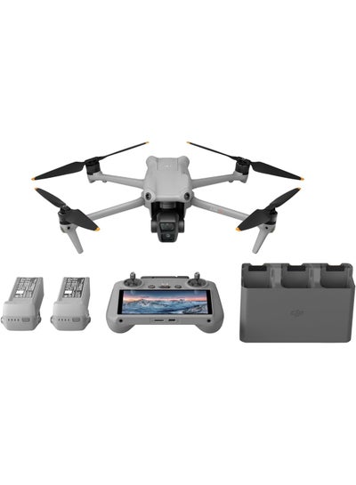 Buy Air 3 Fly More Combo With RC 2, Drone With Tele & Wide-Angle Dual Primary Cameras 4K HDR, 46-Min Flight Time, Two Extra Batteries, MOIAT Certified - UAE Version With Official Warranty Support in UAE