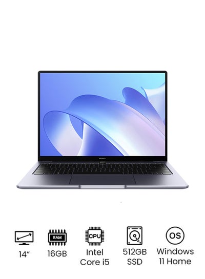 Buy MateBook 14 Laptop With 14-Inch Full HD Display, Core i5-1240P Processor/16GB RAM/512GB SSD/Intel UHD Graphics/Windows 11 Home English/Arabic Space Gray in UAE