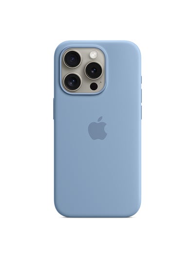 Buy iPhone 15 Pro Max Silicone Case with MagSafe - Winter Blue in UAE