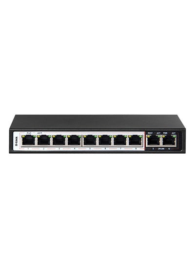 Buy 10-Port PoE Switch with 8 Long Reach 250m PoE Ports and 2 Uplink Ports Black in UAE