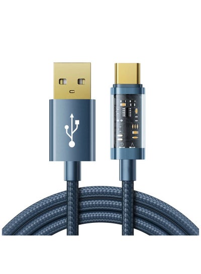 اشتري Joyroom USB cable - USB Type C for charging / data transmission 3A 1.2m blue (S-UC027A12) Blue في مصر