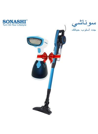 Buy 2-In-1 Portable Handheld Upright Stick Vacuum Cleaner With Portable Handheld Garment Steamer 1100 W SGS-315 + SVC-9032 Blue in Saudi Arabia