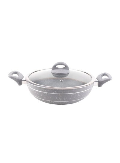 Buy Smart Granite Series  Forged Aluminum Wok Pan With Lid Grey 26.0cm in Saudi Arabia