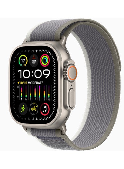 Buy Watch Ultra 2 GPS + Cellular, 49mm Titanium Case With S/M (Band fits 130–180mm wrists) Green/Grey Trail Loop in Egypt