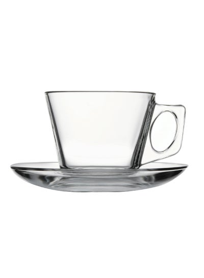 Buy 12-Piece Vela Cup Set 6 Cups & 6 Saucers 195 ml Clear in UAE