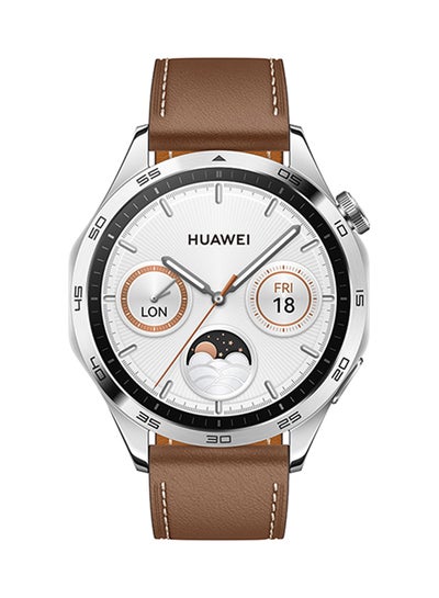 Buy Watch GT4 46mm Smartwatch, Upto 2-Weeks Battery Life, Dual-Band Five-System GNSS Positioning, Pulse Wave Arrhythmia Analysis, 24/7 Health Monitoring, Compatible With Andriod And iOS Brown in Egypt
