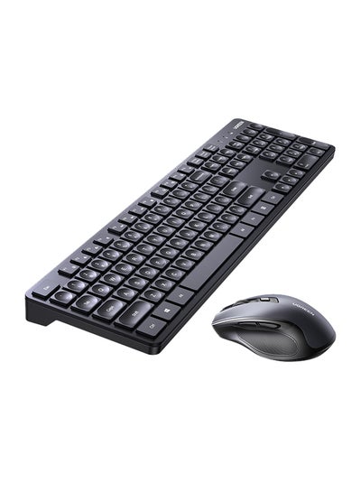 Buy Wireless Keyboard and Mouse Combo, 2.4G Ergonomic Computer Keyboard Mouse with USB Receiver for PC, Laptop, Desktop, 5 DPI Adjustable/104 Keys Number Pad, Silent Compact USB Mouse Keyboard Set Black in Saudi Arabia