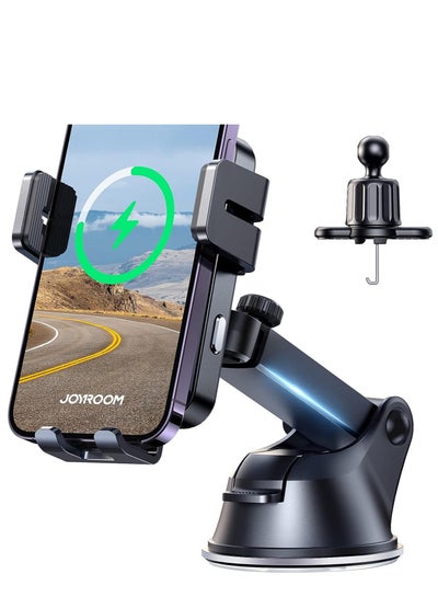 اشتري 15W Qi Fast Wireless Car Charger Mount, Dashboard And Air Vent Cell Phone Holder For iPhone 14 Pro Max/14Pro/14/13 12 11, Galaxy S22/S20+ Black في الامارات