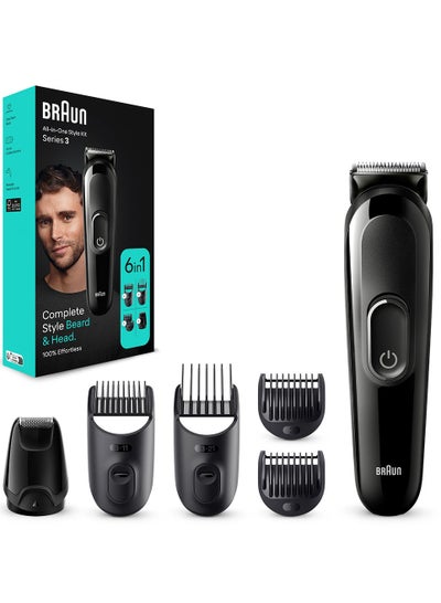 Buy 6 In 1 Style Kit With 3 Ultra-Sharp Metal Blades, Ni-MH Battery, Wet And Dry - MGK 3410 Black in Egypt