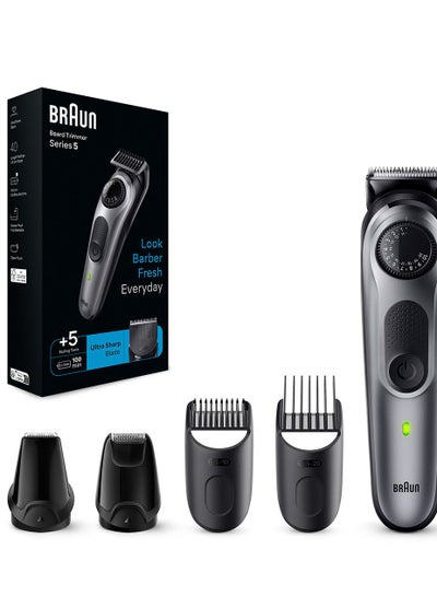 اشتري Beard Trimmer 5 With Precision Wheel, 5 Styling Tools And Ultra Sharp Blades - BT 5440 Grey في الامارات