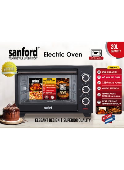 اشتري SANFORD ELECTRIC OVEN 20.0 LITRE 1280 WATTS 20 L 1280 W SF3600EO BS Silver في السعودية