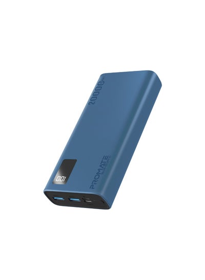 اشتري 20000 mAh Universal Ultra-Slim iPhone 15 Power Bank, Portable Charger With 10W USB-C Input/Output Port, Dual USB Ports, LED Screen And Over-Heating Protection For iPhone 14, Galaxy S22, iPad Air Blue في الامارات