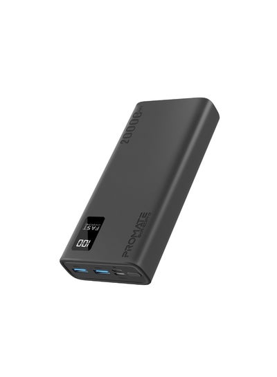 اشتري 20000 mAh Power Bank, Universal Ultra-Slim Portable Charger With 10W USB-C™ Input/Output Port, Dual USB Ports, LED Screen And Over-Heating Protection For iPhone 15,14,13 , Galaxy S22, iPad Air Black في الامارات