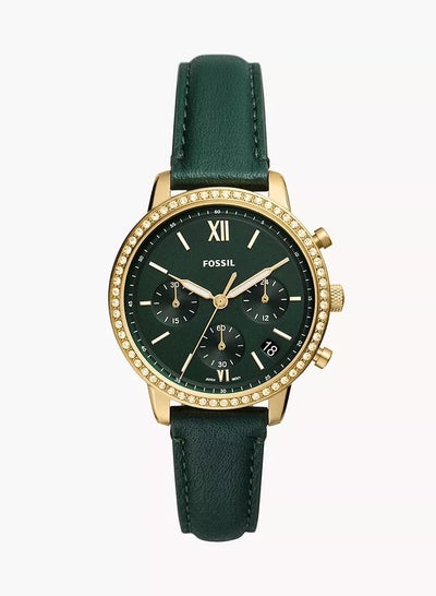 Buy Women's Chronograph Round Shape Leather Wrist Watch in UAE