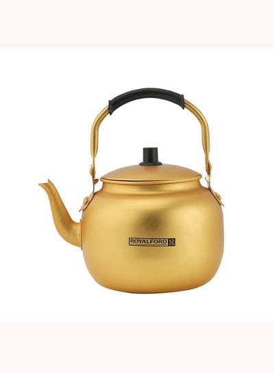 اشتري Golden-Finish Aluminum Tea Kettle- Rf10768| Rust And Corrosion Resistant Body With Comfortable And Anti-Scald Handle| Induction Compatible| Perfect For Indoor And Outdoor Use| Gold 2.0Liters في الامارات