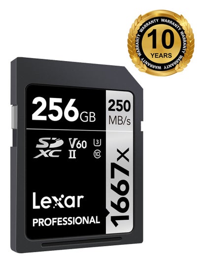 Buy Lexar 256GB Professional 1667x UHS-II SDXC Memory Card - 10 years warranty - official distributor 256 GB in Egypt