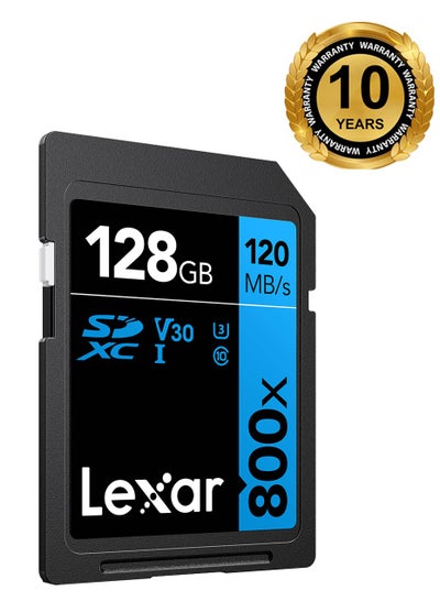 Buy Lexar 128GB High-Performance 800x UHS-I SDXC Memory Card (BLUE Series) - 10 years warranty - official distributor 128 GB in Egypt