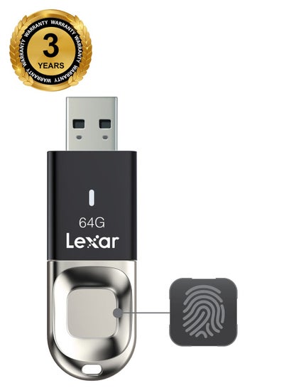 Buy Lexar Jumpdrive Fingerprint F35 USB 3.0 64 - 10 years warranty - official distributor 64 GB in Egypt