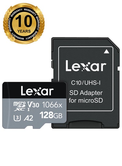 اشتري Lexar 128GB Professional 1066x UHS-I microSDXC Memory Card with SD Adapter (SILVER Series) - 10 years warranty - official distributor 128 GB في مصر