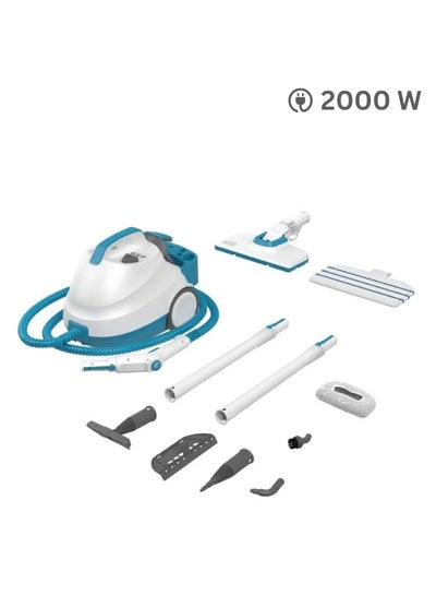 اشتري Pressurized Steam Cleaner with 8 Accessories 2000 W BHSMP2008-GB White/Blue في السعودية