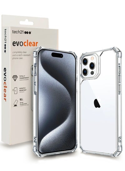 اشتري Evo Transparent Back Cover Case For Apple iPhone 15 Pro – Scratch Resistant Anti Yellowing 16Ft Drop Protection Clear في السعودية