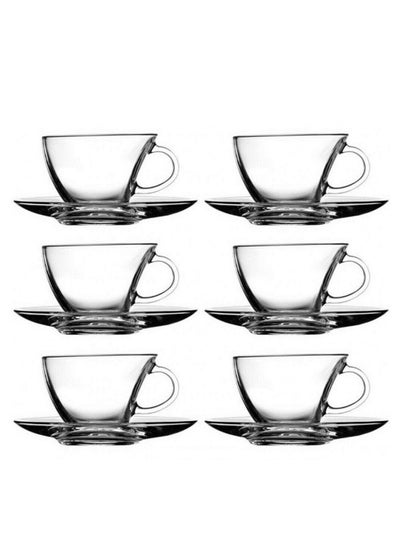 Buy 12-Piece Penguen Cup Set, 6 Cups & 6 Saucers, 230 ml Clear 230ml in UAE