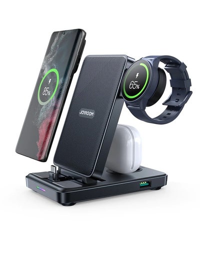 اشتري 4 In 1 Wireless Charger Station | Fast Charging | Qi Multi Charging Stand | For Type-C Apple iPhone15 Series And Watch Samsung Huawei Black في الامارات