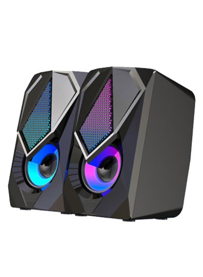 Buy 2-Piece Set Of Portable Rgb Usb Speakers Black in UAE