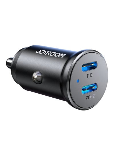 Buy Fast Car Charger PD 30W Dual USB C Ports Fast Charging Car Power Adapter For iPhone 15 Pro/15 Pro Max/15/14/13/12/11, Samsung Galaxy S23/22/21, iPad Pro/Air, Oneplus 11 Pro, Huawei, Xiaomi Black in UAE