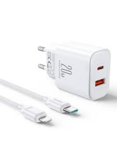 Buy Joyroom Dual-Port Fast Charger Kit 20W White in Egypt