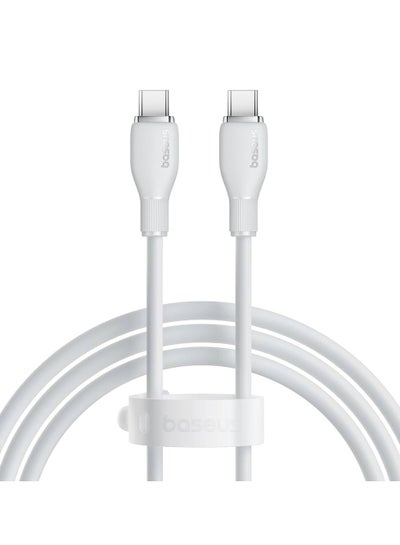 اشتري 100W USB C To USB C Charger Cable [1.2m 5A] , Type C iPhone 15 Fast Charging Cable Compatible With MacBook Pro, iPad Pro/Air, iPhone 15/15 Plus/15 Pro Max, Galaxy S23+/S23 Ultra, And More White في الامارات