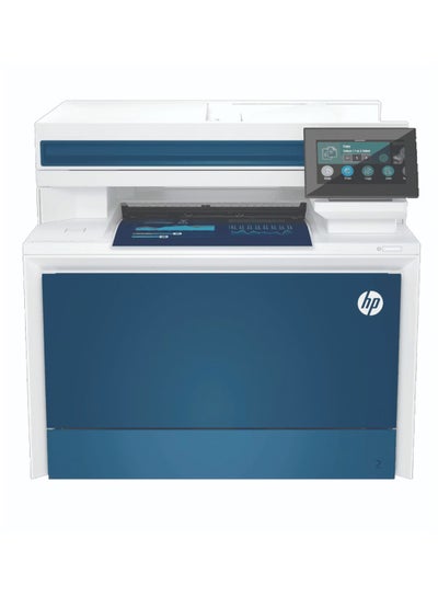 اشتري طابعة 4303fdw Color LaserJet Pro MFP، طباعة، نسخ، مسح ضوئي، فاكس، سرعة طباعة تصل إلى 35 صفحة في الدقيقة، طباعة تلقائية على الوجهين، دقة تصل إلى 600 × 600 نقطة في البوصة، شاشة WLED مقاس 4.3 بوصة، ماسح ضوئي مسطح أزرق/أبيض في السعودية