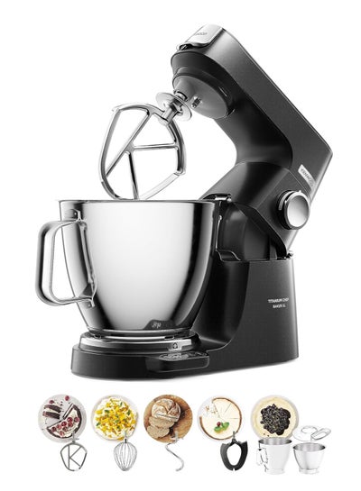 Buy Stand Mixer Metal Body Kitchen Machine TITANIUM CHEF BAKER XL with Built-in Weighing Scale, DuoBowl (7L + 5L SS Bowl), K-Beater, Whisk, Dough Hook, Creaming Beater 1200 W KVL85.004BK BLACK in UAE