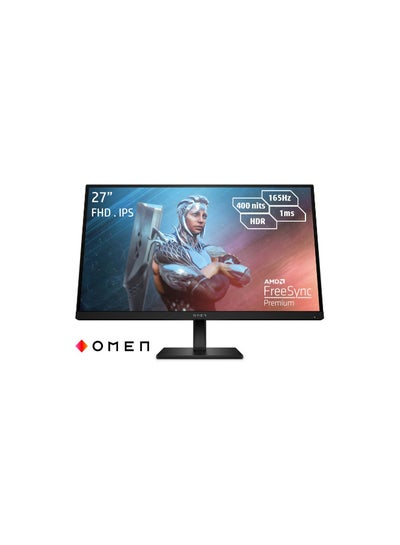 اشتري شاشة ألعاب Omen، مقاس 27 بوصة بدقة FHD 1920x1080 HDR، ومعدل تحديث 165 هرتز، ووقت استجابة GTG 1 مللي ثانية، وتقنية AMD FreeSync باللون الأسود في السعودية