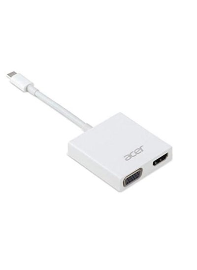 اشتري 2-In-1 USB Type-C USB-C To Hdmi And VGA Adapter Macbook Phone Laptop Tablet white في السعودية