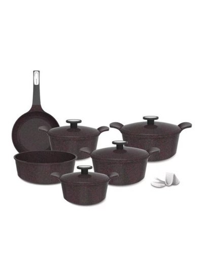 اشتري Korean Extrema Granite Cookware Set, 10 Pieces Purple مكونات الطقم : قدر جرانيت مقاس 20 سم + قدر جرانيت مقاس 22 سم + قدر جرانيت مقاس 26 سم + قدر جرانيت مقاس 28 سم + مقلاة جرانيت مقاس 24 سم + صينية فرن مدورة غويط 28 سم + مقابض سيليكون في السعودية