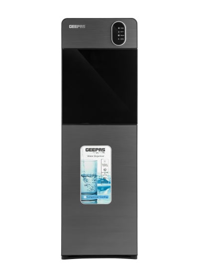 Buy Hot, Cold And Normal Water Dispenser, With Door Cover, High Efficiency Compressor Cooling System, Stainless Steel Water Tank, Safety System Avoid Dry Heating, 3 Tap GWD17037 Grey & Black in UAE