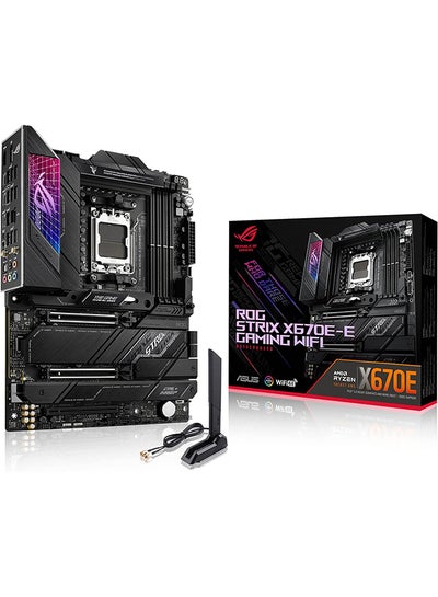 اشتري اللوحة الأم ASUS ROG STRIX X670E-E GAMING WIFI ATX، مجموعة شرائح AMD X670، مقبس AM5، Intel 2.5 جيجا بايت إيثرنت، 4xDual Channel DDR5-6400، ذاكرة بحد أقصى 128 جيجا بايت، 4xSATA 6 جيجابت/ثانية، PCIe 5.0، HDMI/DP | 90MB1BR0-M0EAY0 أسود في السعودية