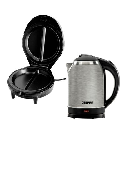 Buy Stainless Steel 1.8L Electric Kettle With Omelette Maker Set- Kettle With 360 Degree Coordless Jug, Boil Dry Protection & Omelette Maker With Non-Stick Plate & Automatic Temperature Control 1.8 L 1500 W Combo GK5466+GOM36535UK Silver & black in UAE