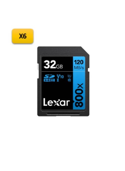 Buy Pack of 6 Lexar High-Performance 800x UHS-I SDHC Memory Card (BLUE Series) - official distributor 32 GB in Egypt